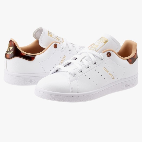 adidas Shoes - adidas Stan Smith White with Brown Accent Sneakers